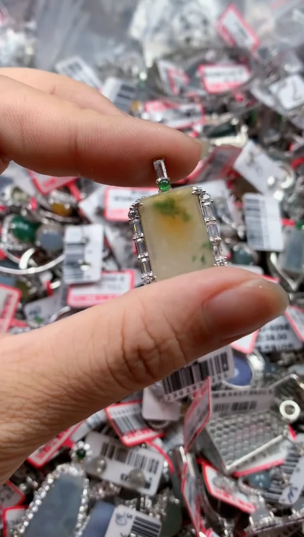 银S925镶嵌戒指翡翠天然A货缅甸翡翠