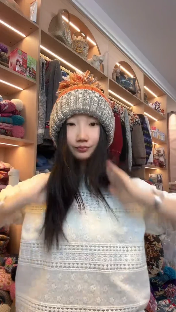羊毛百羊毛南瓜色单球帽