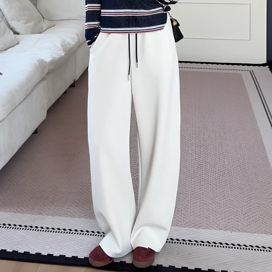 【余欢欢】秋季百搭通勤风松紧腰抽绳休闲卫裤-YHK50299