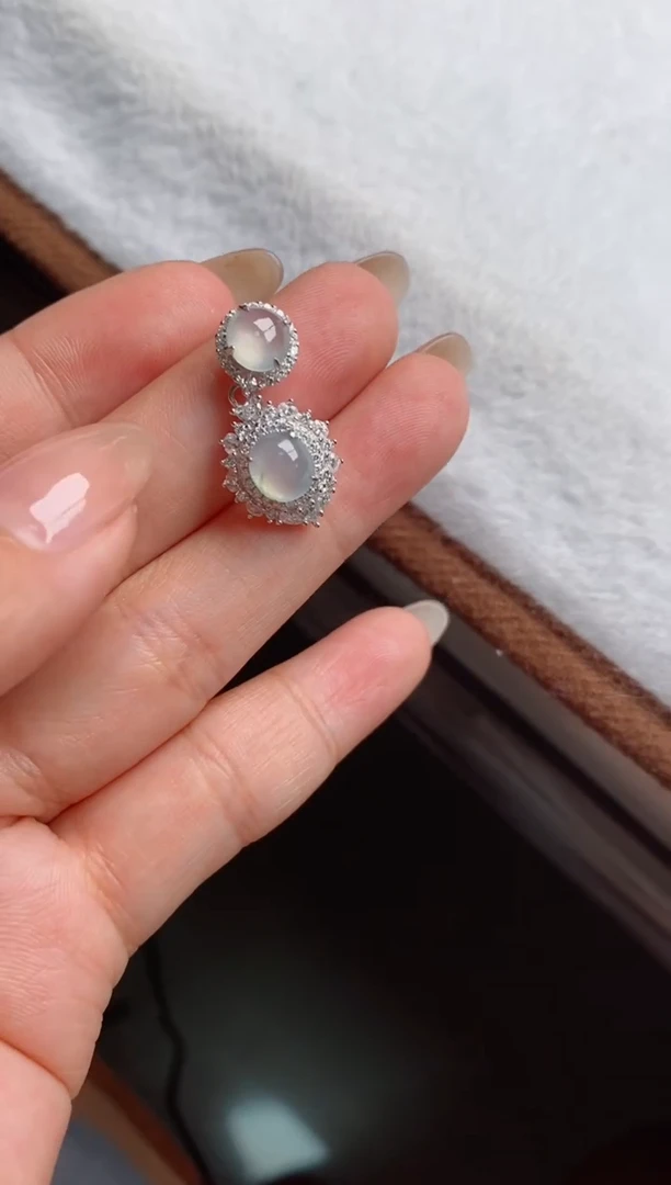 银S925镶嵌戒指翡翠天然A货翡翠