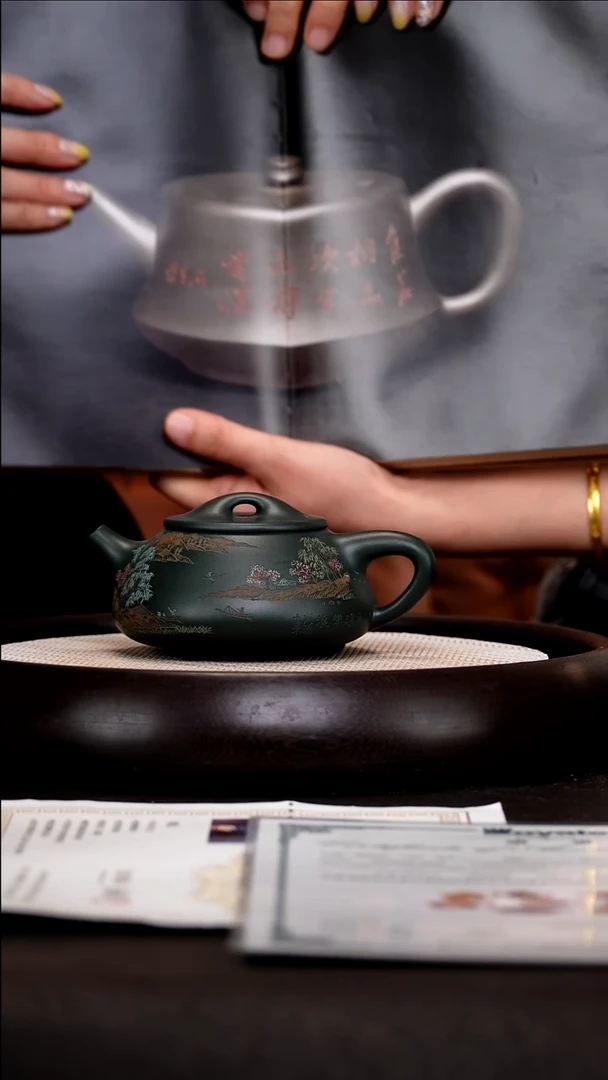 茶壶紫砂MAM16荆溪十景石瓢毛家古绿泥280cc