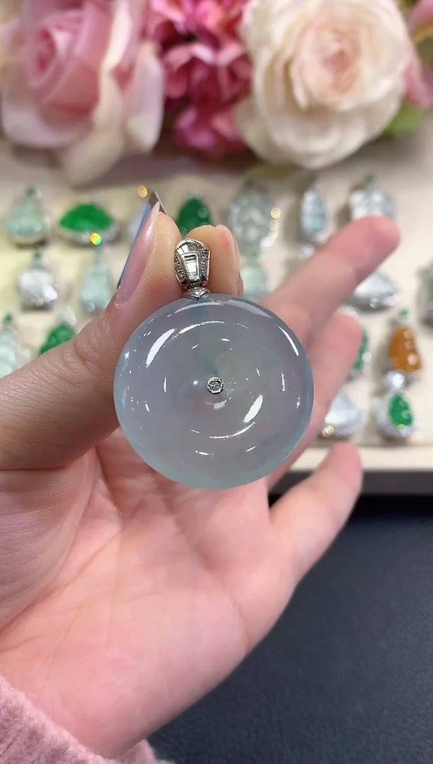 吊坠(不含链)18K金镶嵌翡翠c27