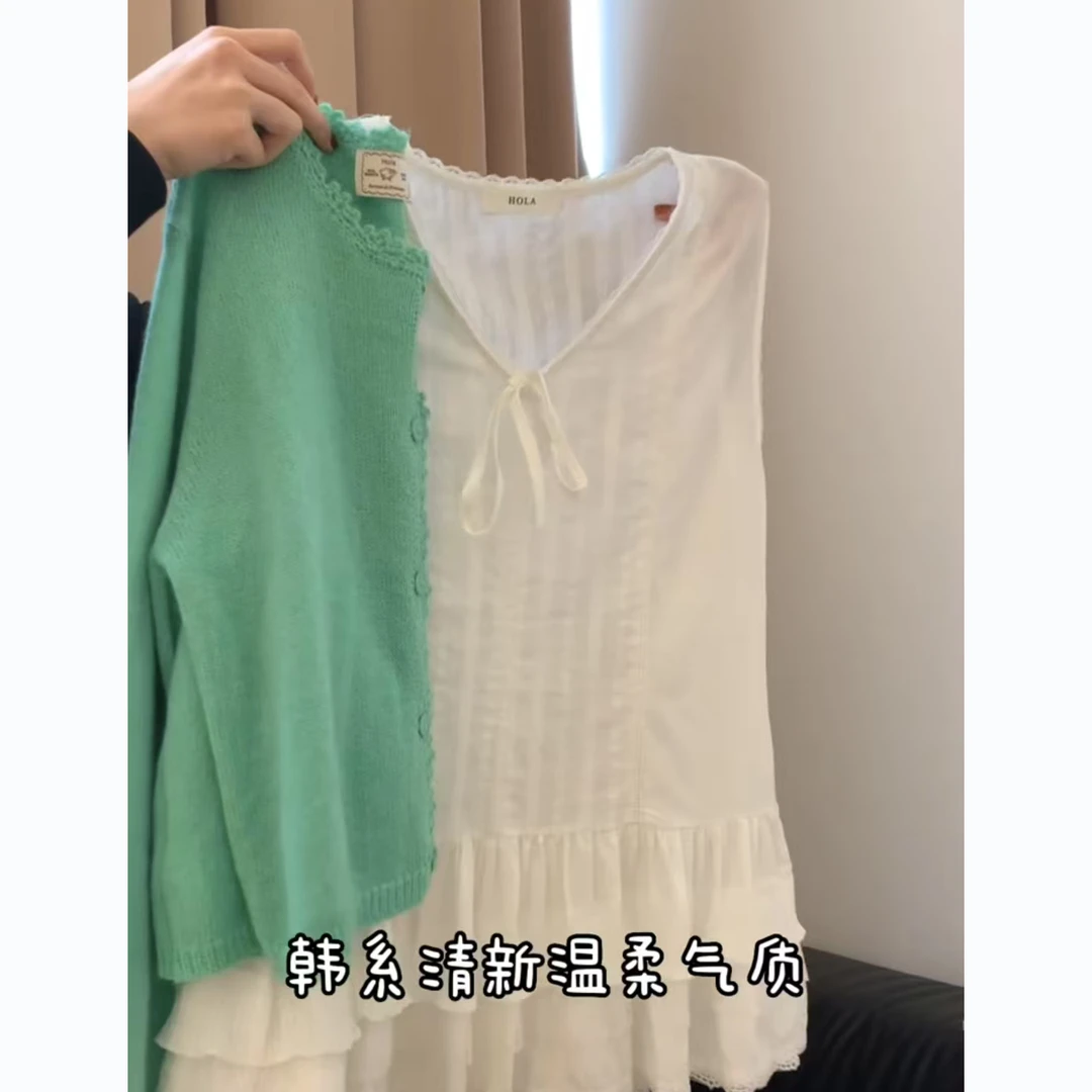 春季穿搭一整套女2025新款韩系甜美清新开衫显瘦遮肉裙子两件套