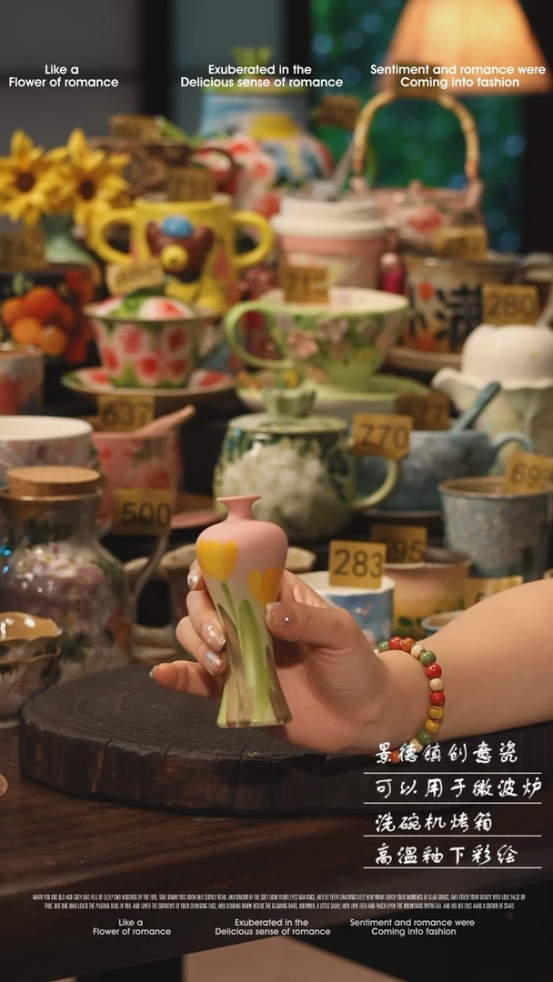 陶瓷景德镇高温釉下彩绘设计师款式