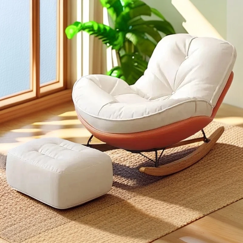 企鹅摇摇椅单人懒人沙发阳台家用午睡休闲躺椅客厅卧室极简橘色