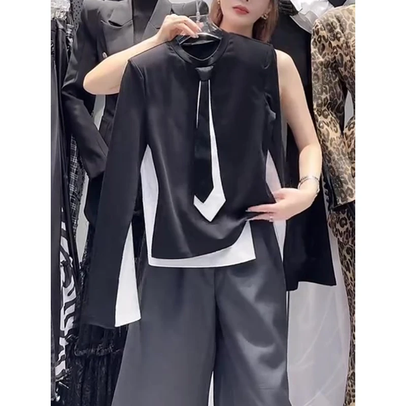 赫本风法式小众上衣2025年早秋装新款日系慵懒松弛感穿搭黑色T恤