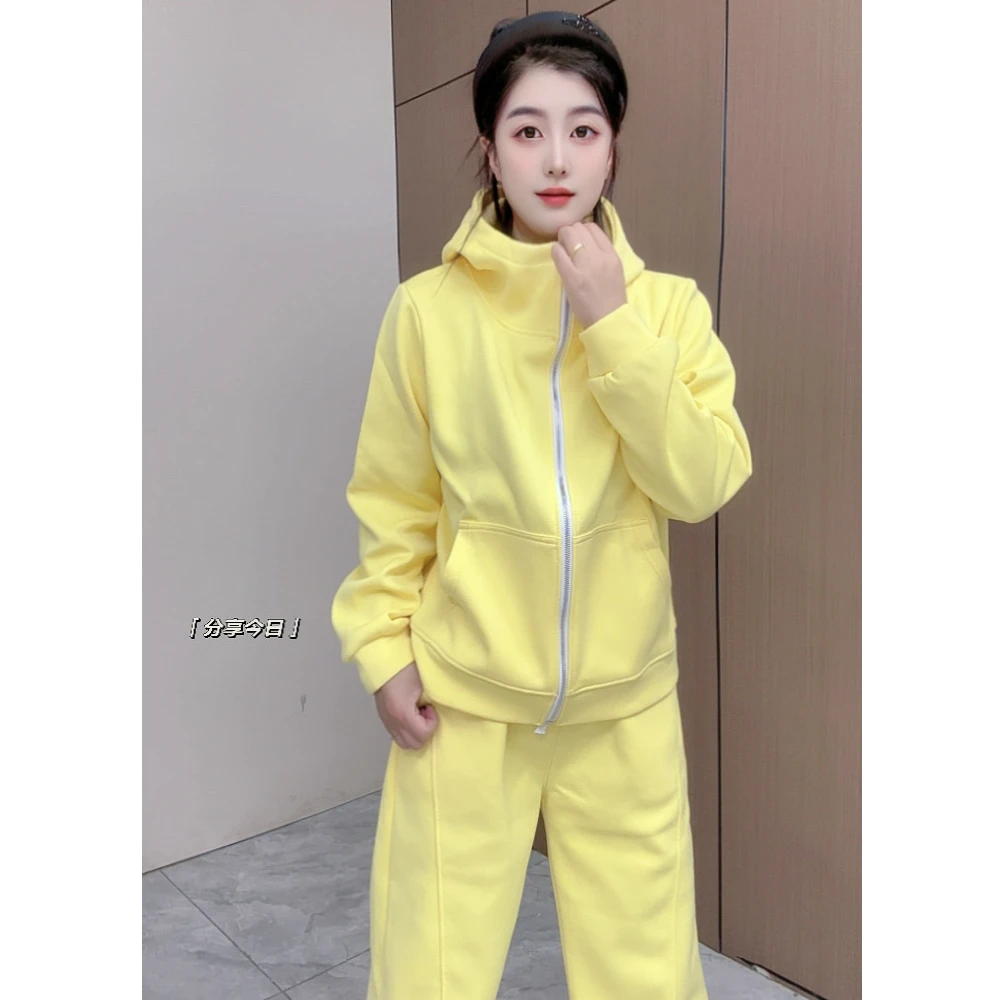 大码糖果色运动服卫衣休闲运动裤套装网红秋季秋冬开衫显瘦洋气