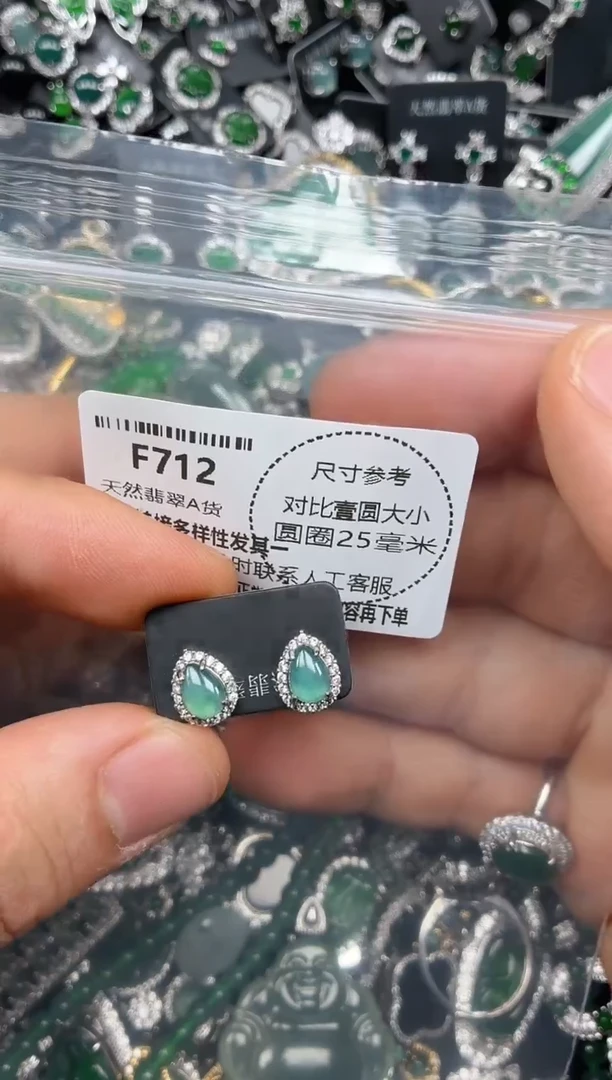 颈饰未镶嵌翡翠F712耳钉