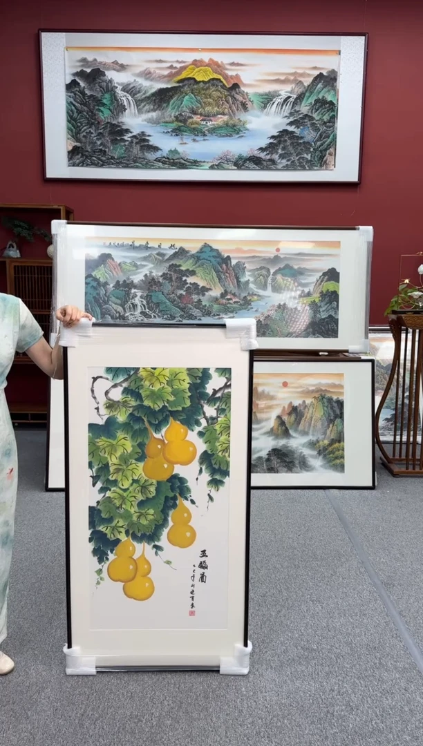 国画手绘   九鱼  125*65