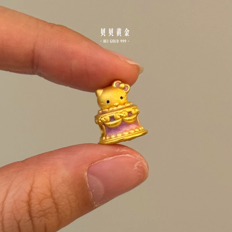贝贝黄金 足金999 蛋糕kt蝴蝶结 珐琅彩 转运珠 101