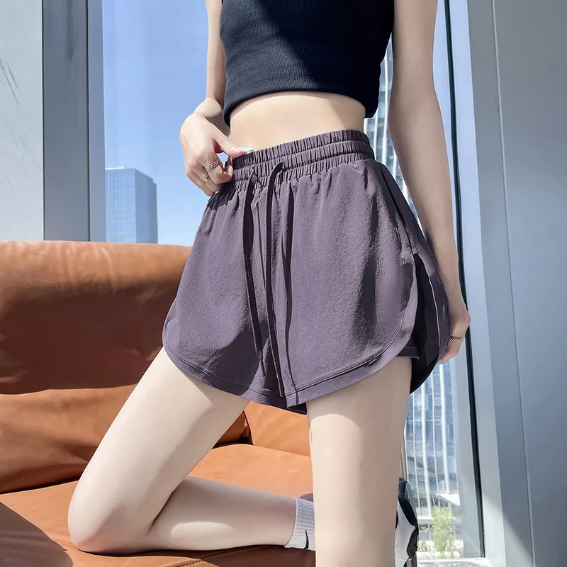 高腰速干跑步健身运动短裤女夏季2025薄款防走光宽松休闲阔腿热裤