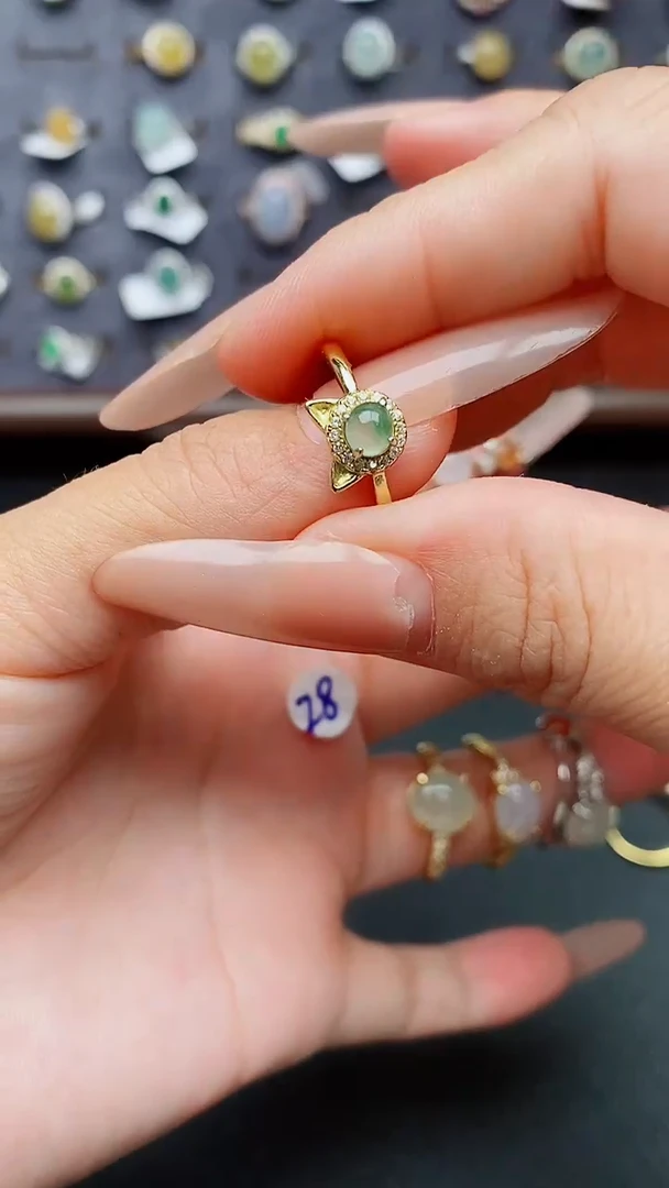 银S925镶嵌戒指翡翠天然A货翡翠111