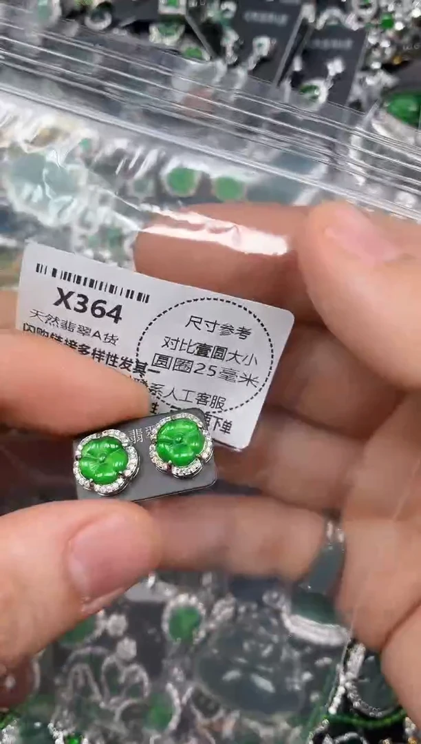 颈饰未镶嵌翡翠X364耳钉