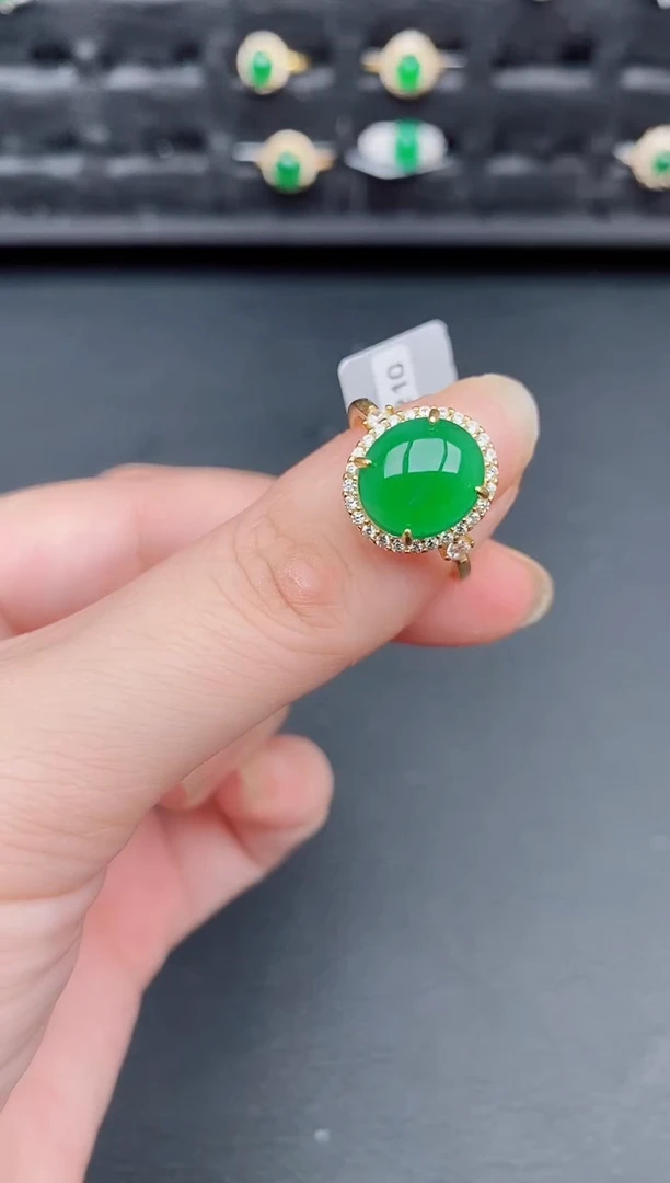 银S925镶嵌戒指翡翠天然a货翡翠125