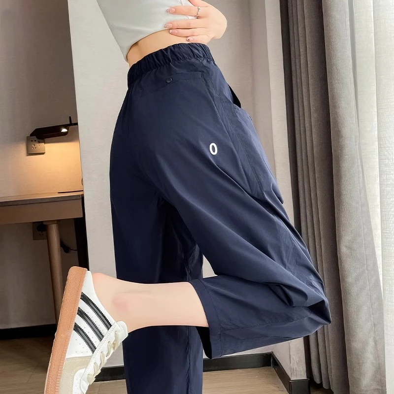 速干高腰运动裤女秋季新款轻量化慢跑萝卜裤宽松透气老爹哈伦裤子