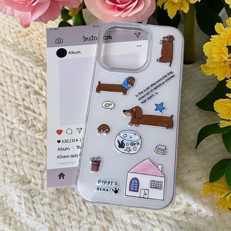 立体滴胶腊肠狗适用苹果华为vivo小米oppo女iphone15/16/14手机壳