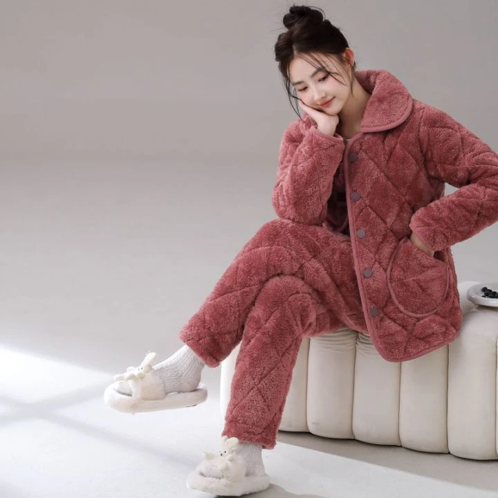 【品牌高货清仓】睡衣冬季女加绒加厚新款北极绒袄秋冬爆款家居服