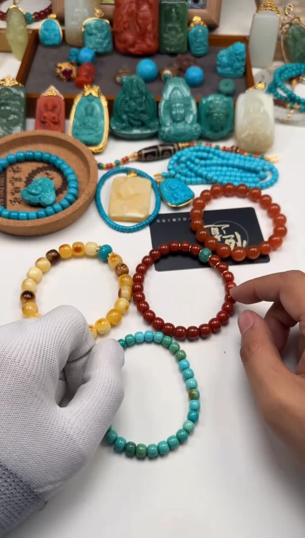 18K金镶嵌手串手串南红玛瑙观**～手串手串