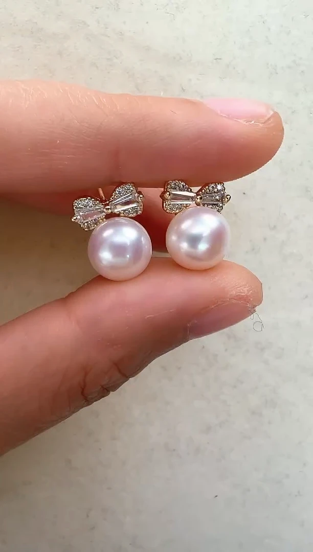 【闪购商品】淡水珍珠耳饰合金蝴蝶结