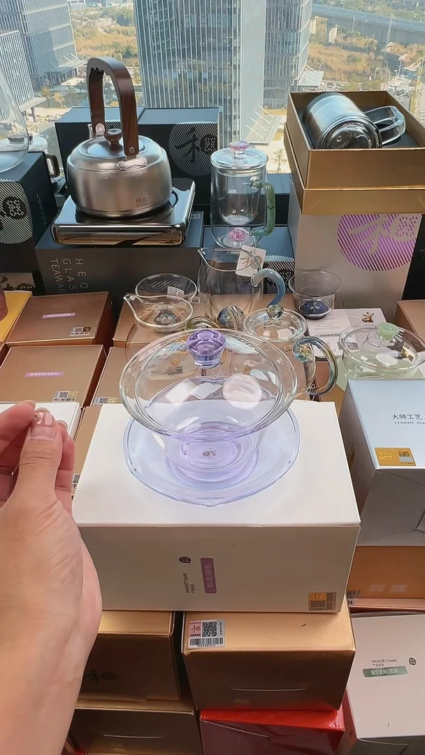 @@禾器晶彩荷吟盖碗浅紫色