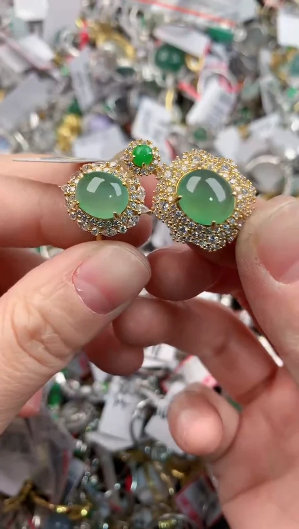 银S925镶嵌戒指翡翠333             9