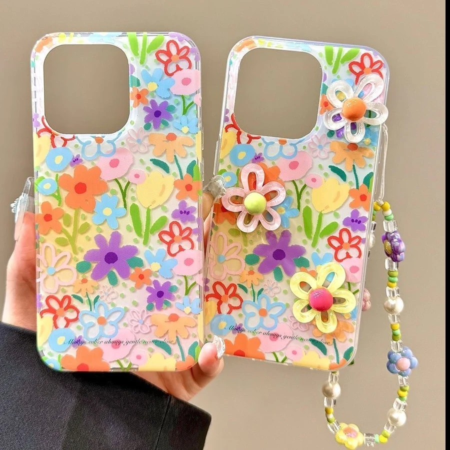 小清新彩色多巴胺花朵适用16手机壳13保护套手机壳15/14透明12/11
