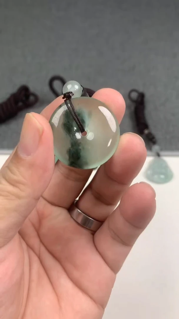 野*:缅翠冰透挂件吊坠004