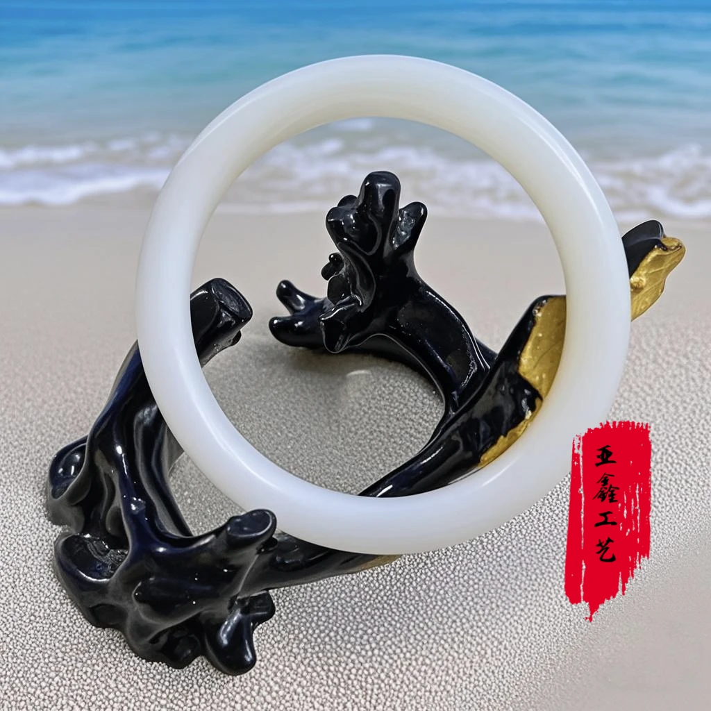 非金属珐琅手镯 天然高冰玉化贝壳手镯新款女式正圆细条收藏