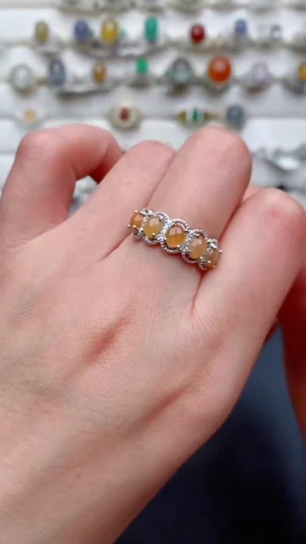 银S925镶嵌戒指翡翠...