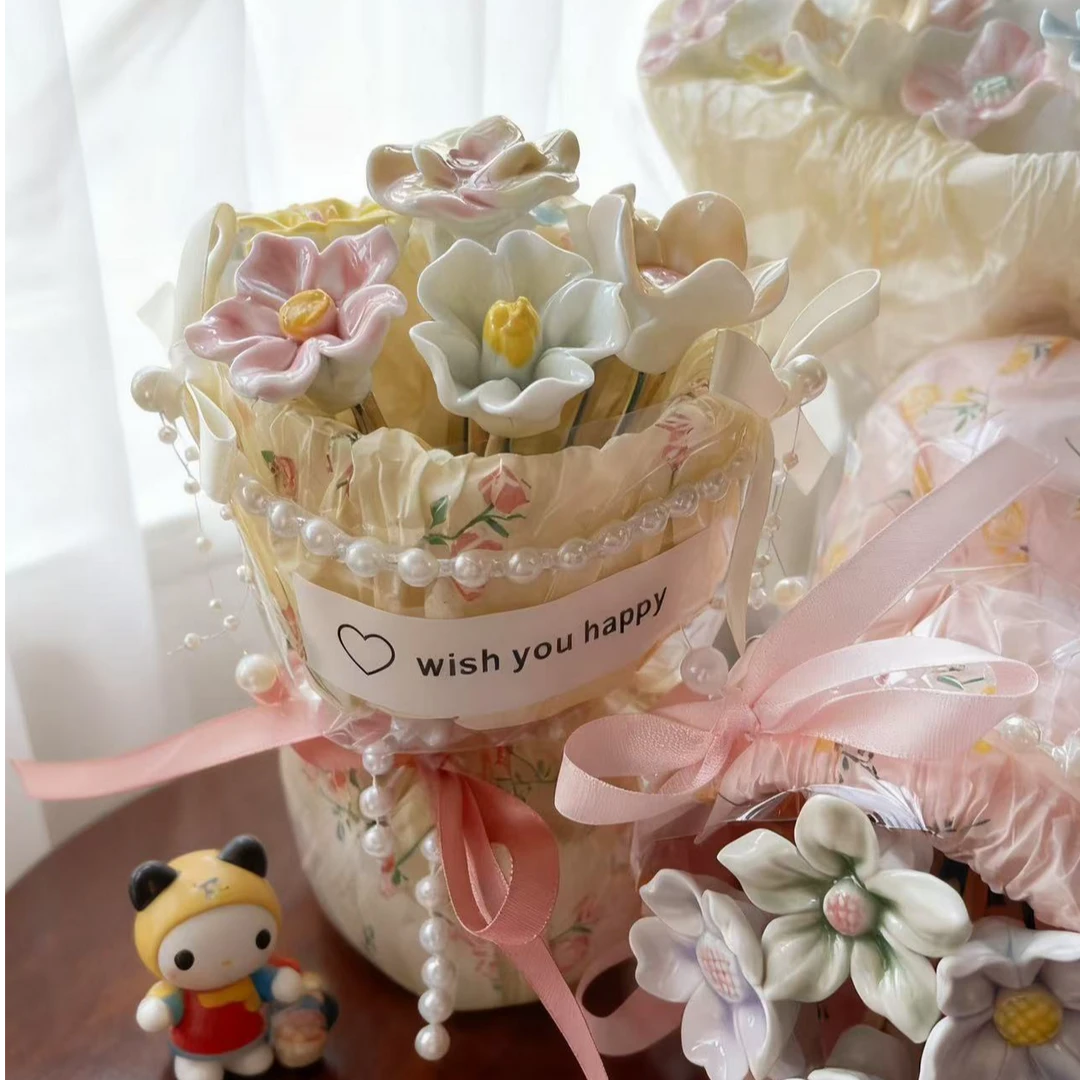 景德镇陶瓷花束见面小花束口袋花束永生花仿真花伴手礼送女友礼物