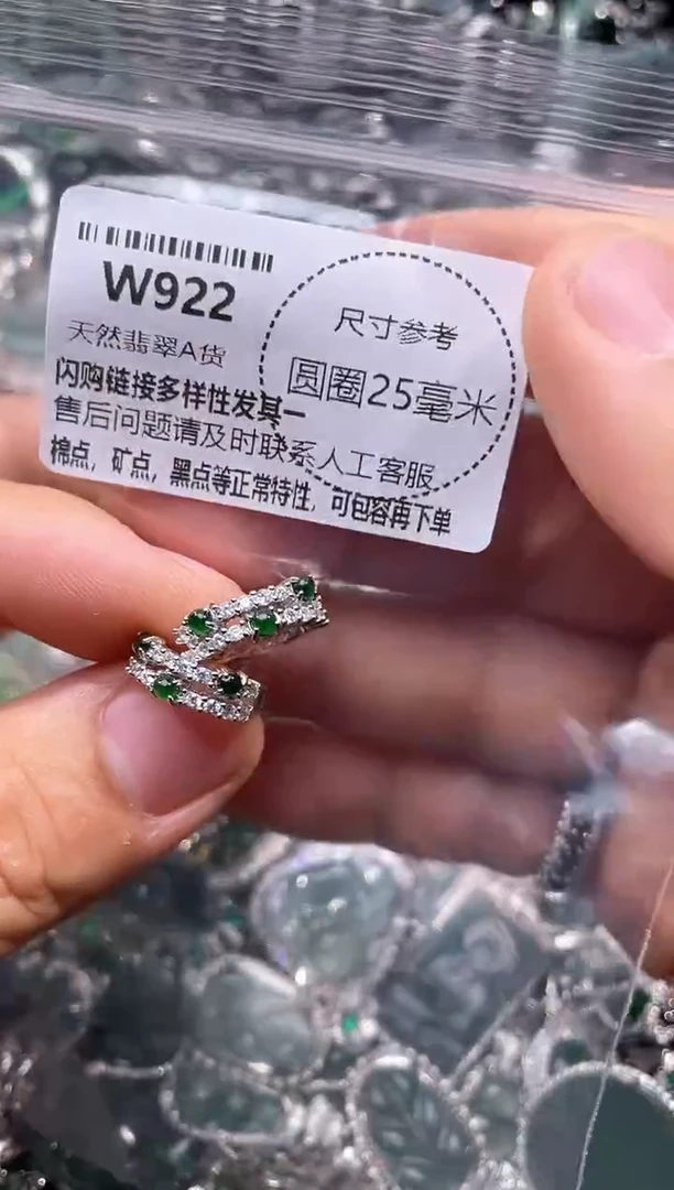 翡翠未镶嵌颈饰W922耳扣