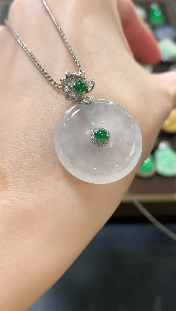 吊坠(不含链)18K金镶嵌翡翠a92