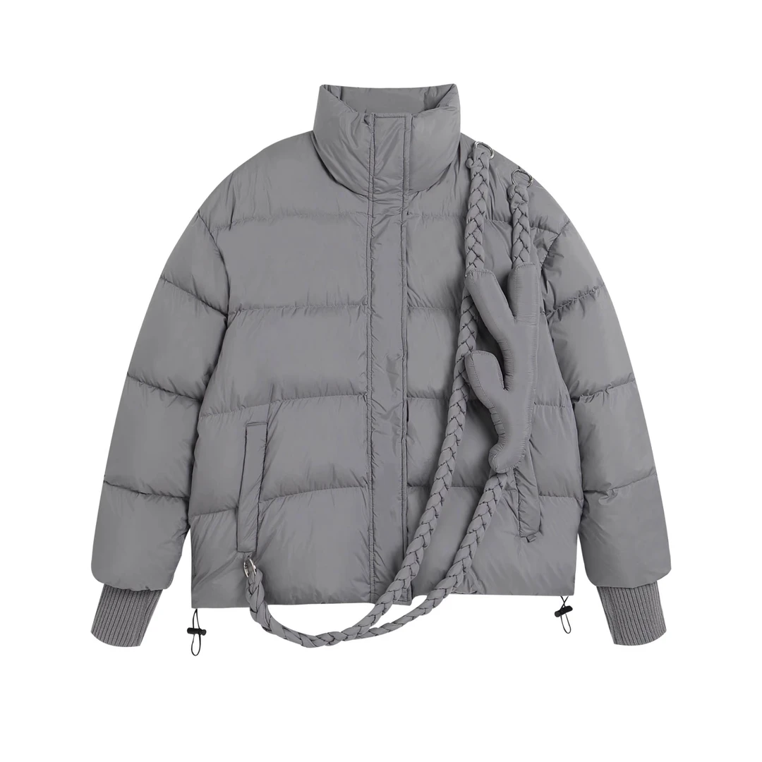 冬季新款欧洲站YE-YES麻花辫立体字母白鸭绒羽绒服