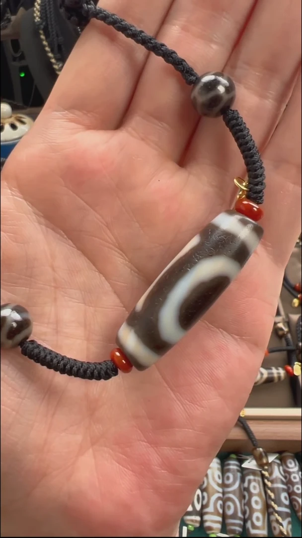 玛瑙/玉髓颈饰未镶嵌小卢三彩全手工玛瑙天珠
