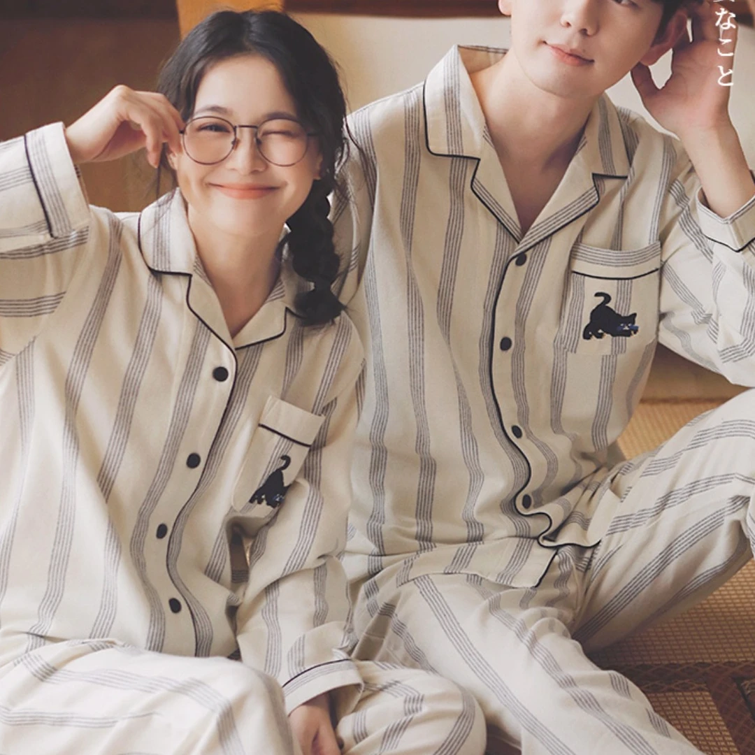 【情侣宠粉】新款睡衣女长袖情侣潮牌休闲春秋个性男家居服套装