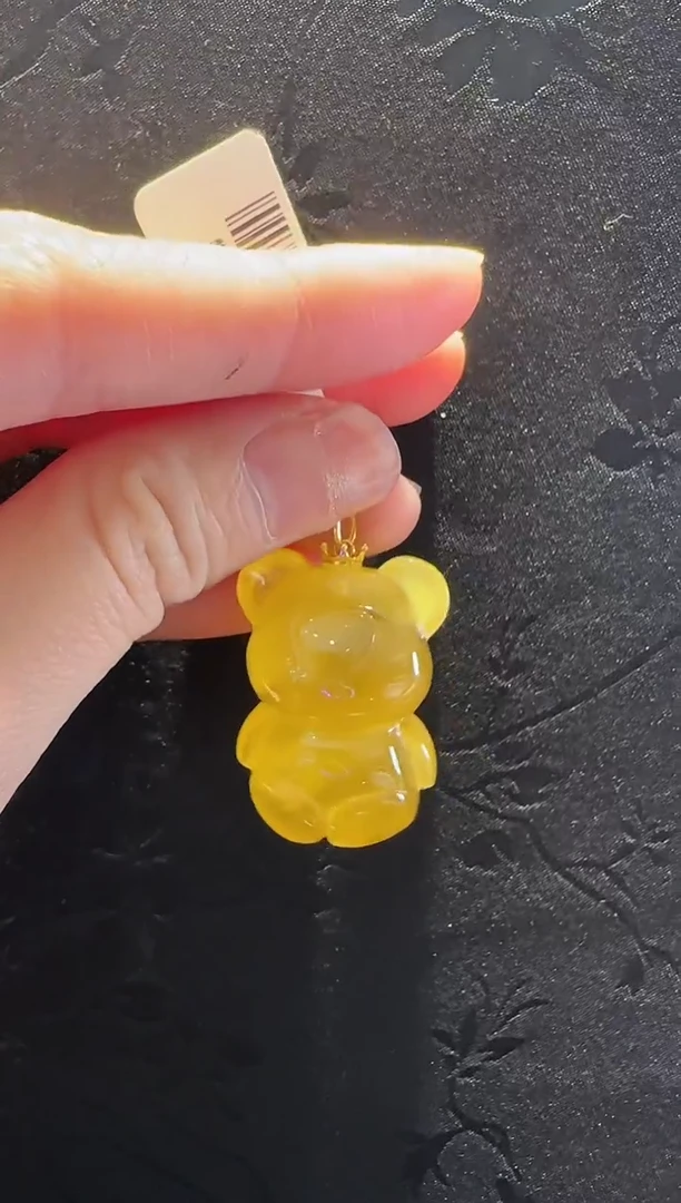 蜜蜡颈饰18K金镶嵌小熊款