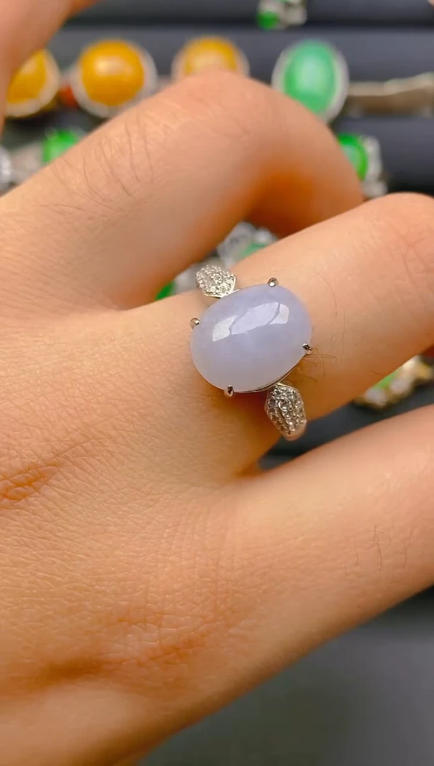 【闪购商品】翡翠戒指银S925镶嵌天然A货翡翠1