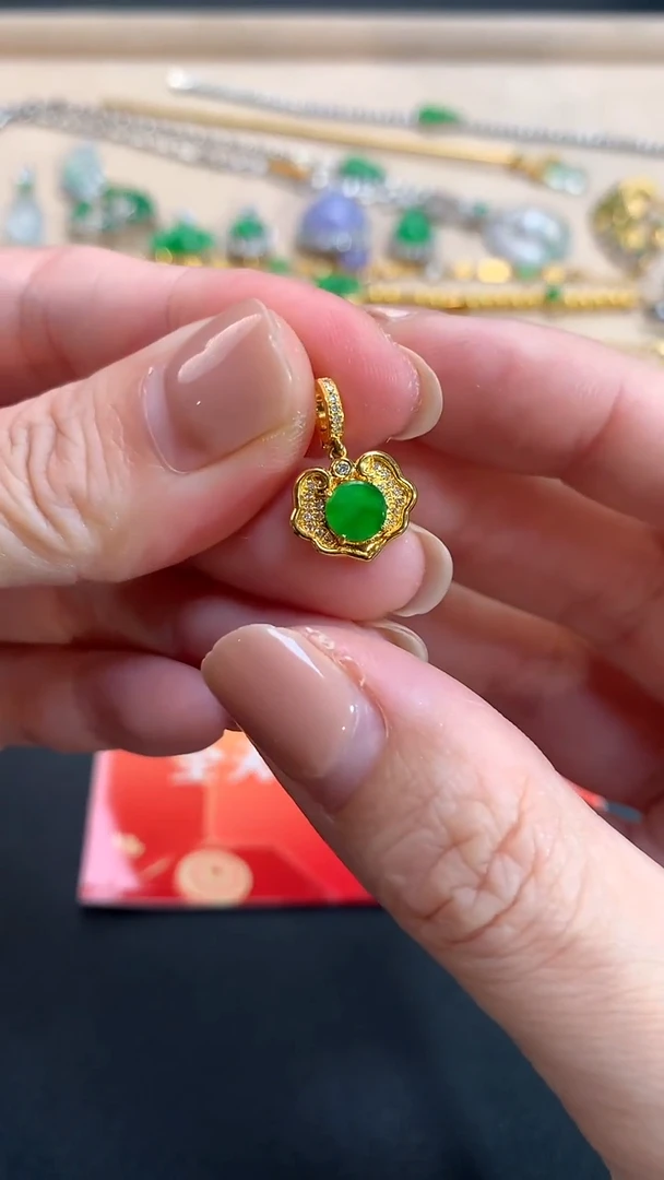 翡翠18K金镶嵌吊坠(不含链)吊坠|1980+0