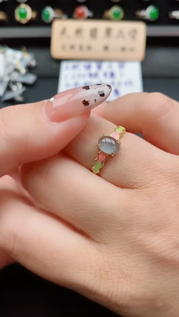 银S925镶嵌戒指翡翠1