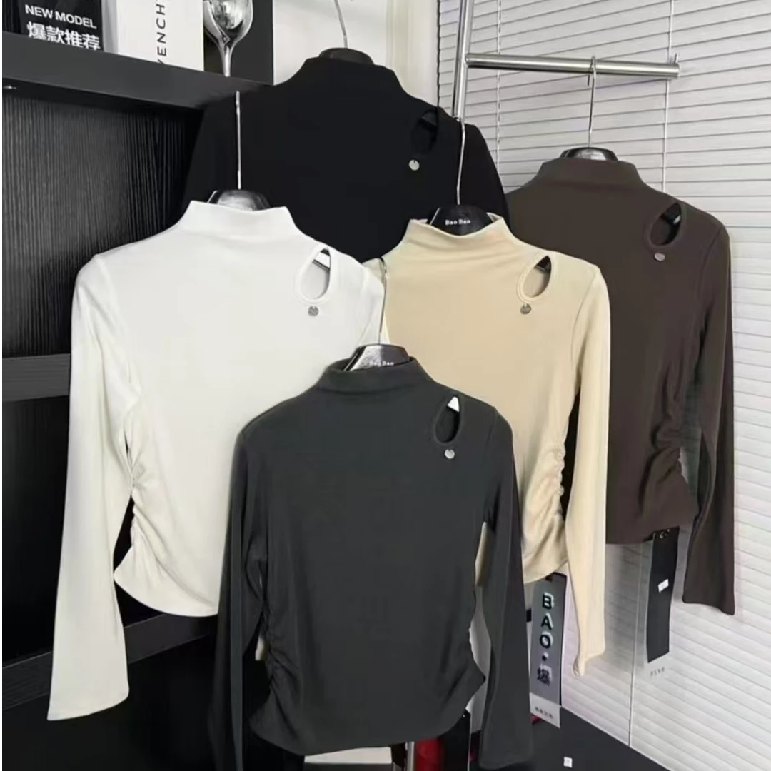 SHUSHU 冬季加绒加厚小心机T恤