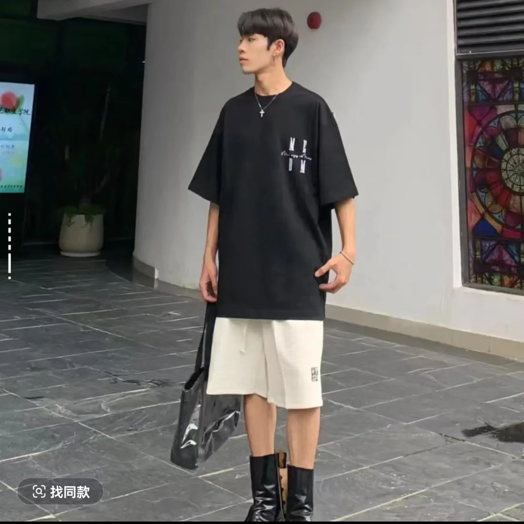 M家 国潮刺绣简约黑白T恤