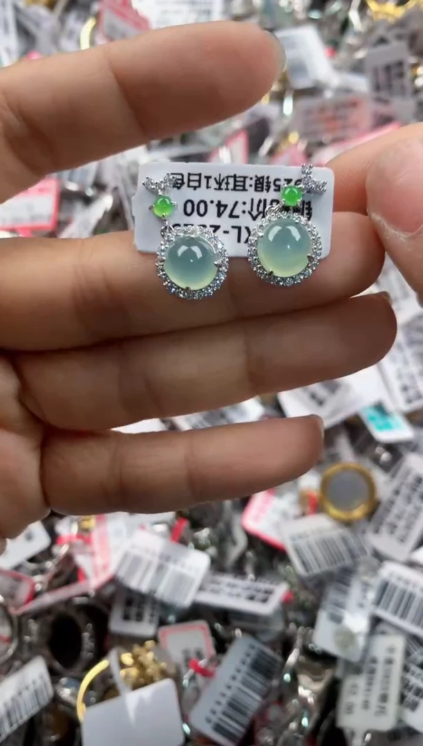 银S925镶嵌戒指翡翠555  9