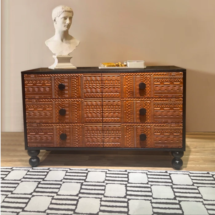 新中式中古设计雕花斗柜卧室简约轻奢装饰收纳柜抽屉式储物柜