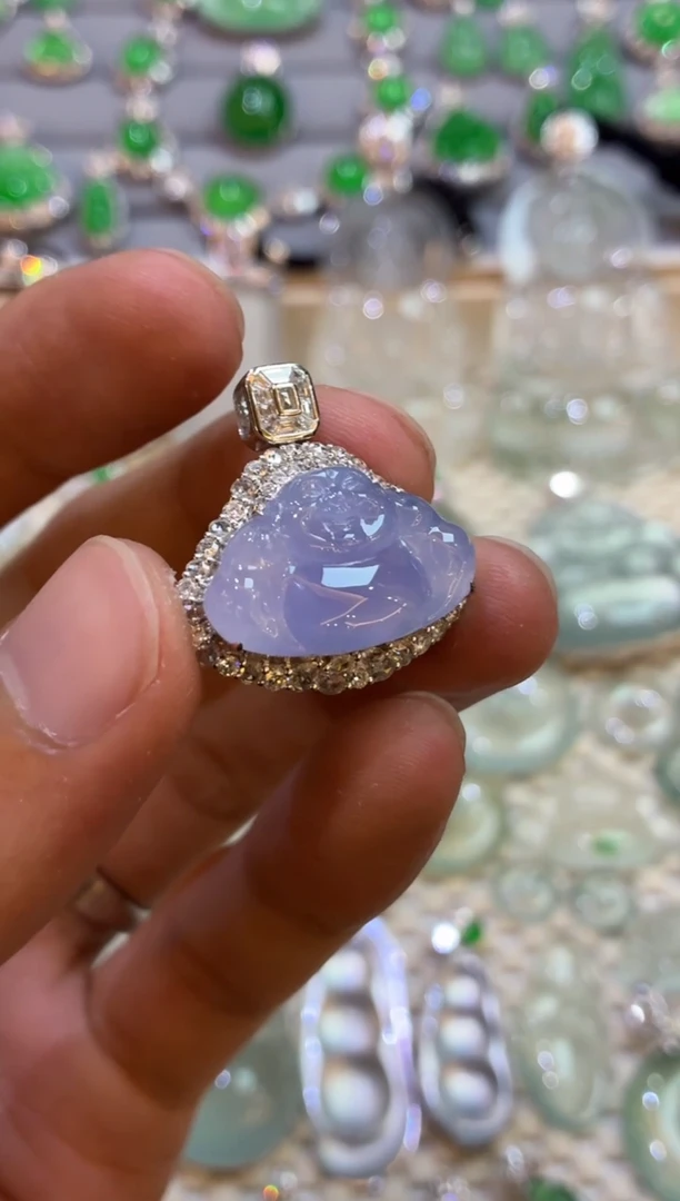 吊坠(不含链)18K金镶嵌翡翠佛公