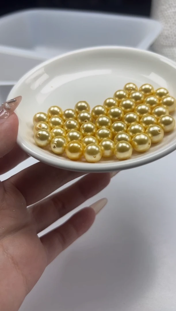 未镶嵌拼合珍珠（马贝珠）颈饰w268香槟金贝珠10mm*20颗