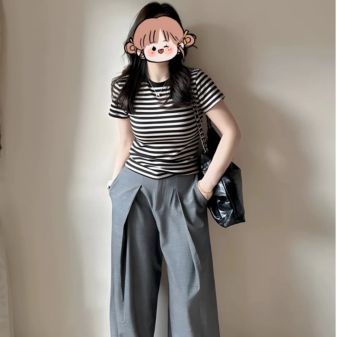 2025女士条纹短袖T恤 D2002#