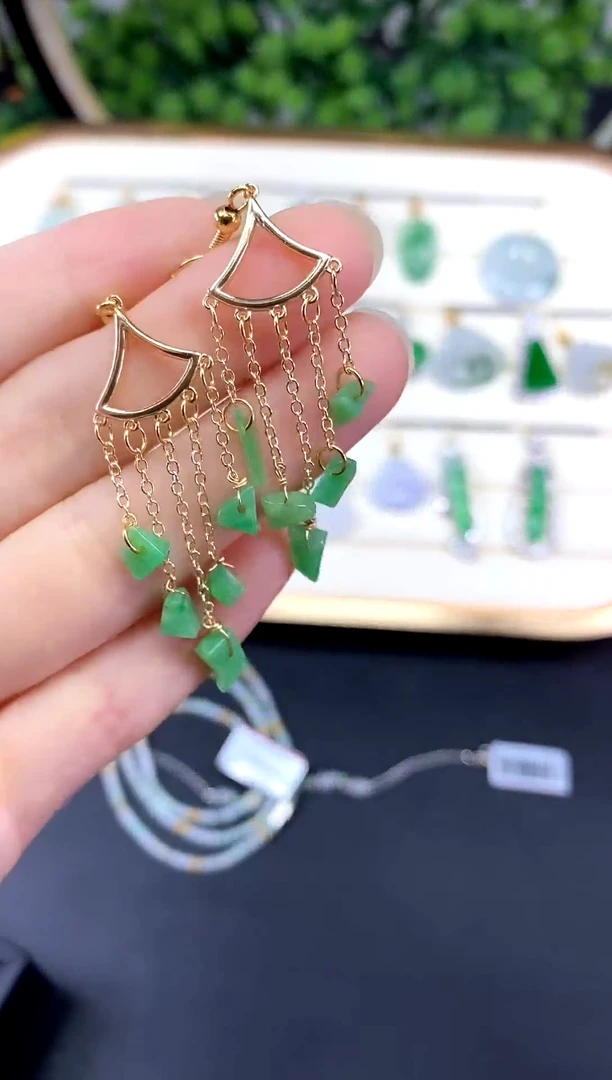 合金翡翠耳坠岁岁平安-@@CMT899