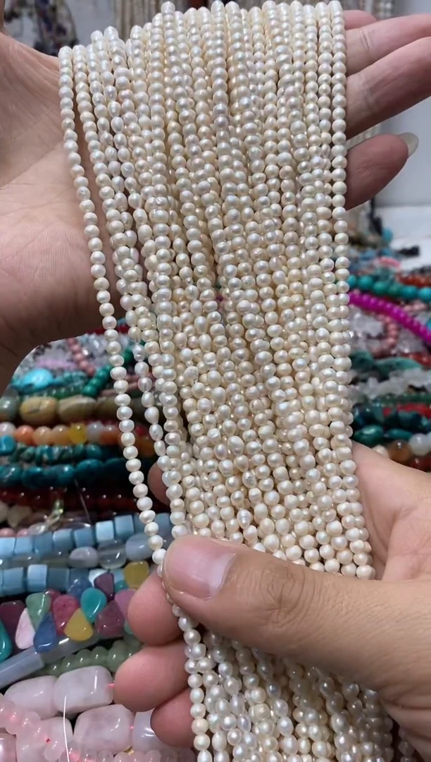 合金玛瑙/玉髓珠宝半成品天然珍珠k4.5mm左右一条