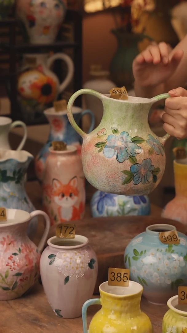 陶瓷494景德镇设计师手作花器摆件侘寂风