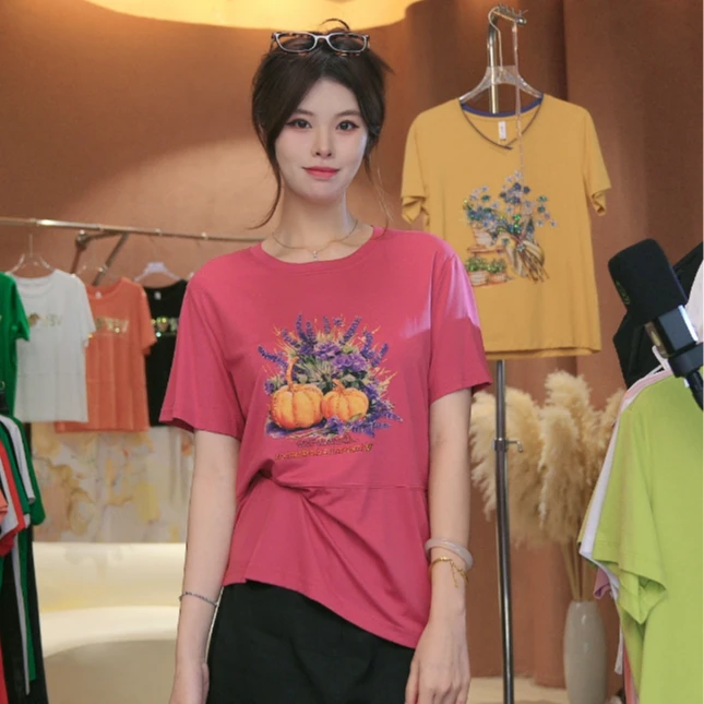 新款夏季百搭显瘦t恤针织衫短袖-717